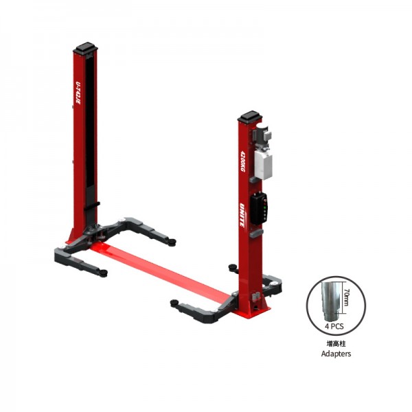 U-T42JE Floor Cover Plate 4.2T Capacity Two Post Car Lift With Adjustable Telescopic Arms