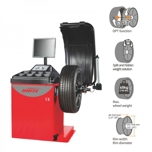 U-689 LCD Display Wheel Balancer with OPT Function & Split and Hidden Weight Solution